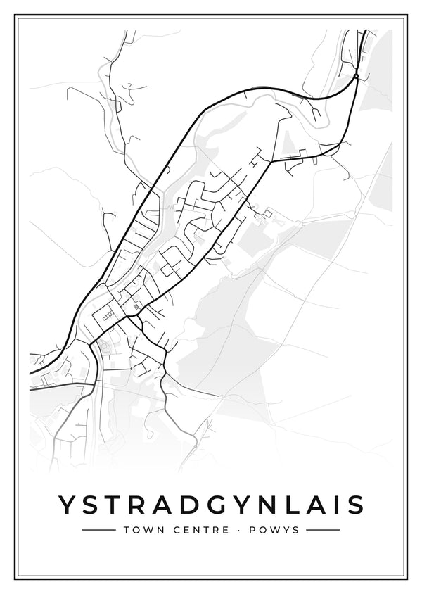 Ystradgynlais Town Centre Street Map Poster