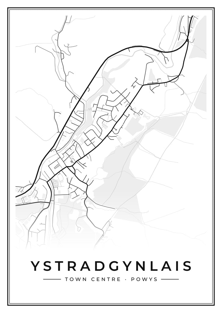 Ystradgynlais Town Centre Street Map Poster