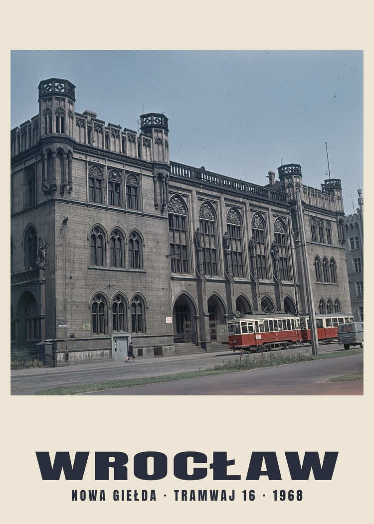 New Exchange and Tram 16, Wrocław — 1968 · Historic photograph print