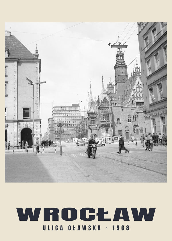 Rue Oławska et ancien hôtel de ville, Wrocław — 1968 · Tirage photographique historique