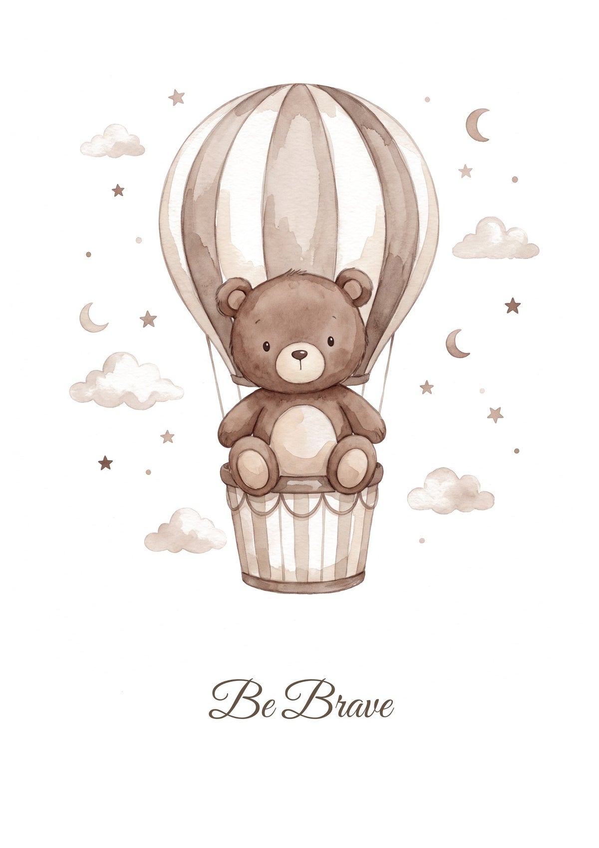 Be Brave — Teddy Sky Adventures Nursery Print