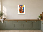 Ride With Heart — Pony Club Children’s Art Print at A2, in a white frame, in a kitchen