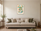 Wild at Heart — Rainbow Rainforest Children’s Art Print at A2, in a natural wood frame, in a sitting room