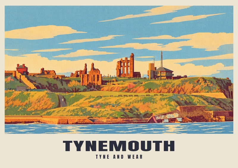 Tynemouth — Lámina de arte ferroviario retro