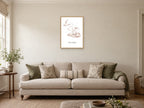 Shine Bright — Sleepy Bunny Dreams Nursery Print at A2, in a natural wood frame, in a sitting room