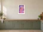 Shine on Stage — Dance Studio Children’s Art Print at A2, in a white frame, in a kitchen