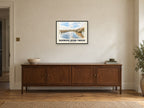 Berwick-upon-Tweed — English Watercolour Art Print at A2, in a black frame, above a sideboard