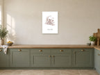 Dream Big — Elephant Little Wonders Nursery Print at A2, in a white frame, in a kitchen