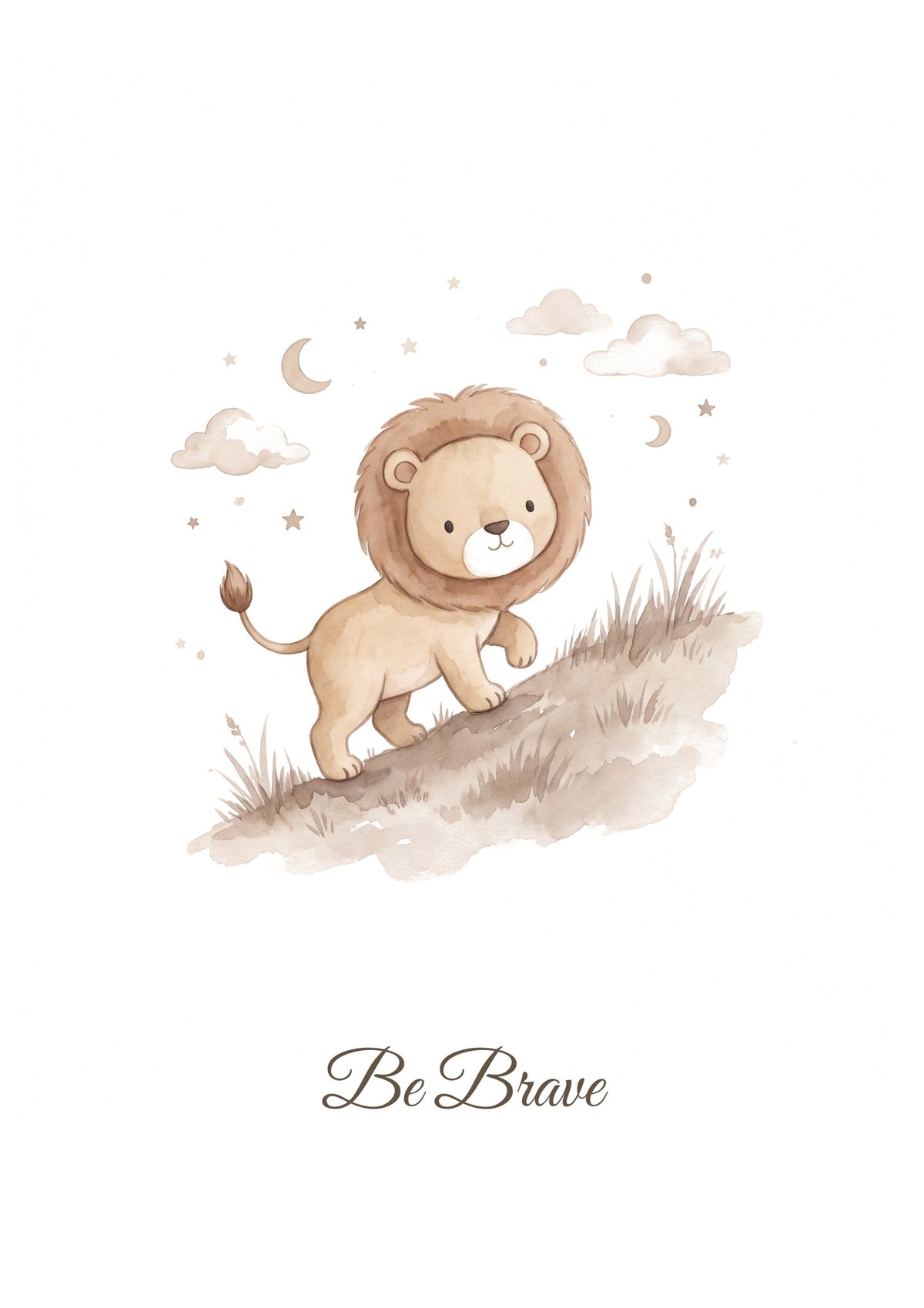 Be Brave — Little Lion Hearts Nursery Print