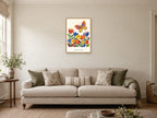 Spread Your Wings — Garden Party Children’s Art Print at A2, in a natural wood frame, in a sitting room