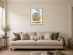 St Albans — English Watercolour Art Print at A2, in a natural wood frame, in a sitting room