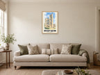 Ripon — English Watercolour Art Print at A2, in a natural wood frame, in a sitting room