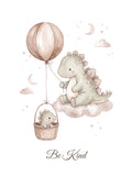 Be Kind — Gentle Dinosaur Days Nursery Print