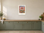Shine Your Light — Forest Folk Children’s Art Print at A2, in a white frame, in a kitchen