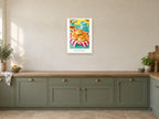 Share Something Good — Kitchen Creators Children’s Art Print at A2, in a white frame, in a kitchen