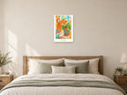 Stay Curious — Pet Pals Children’s Art Print at A2, as a poster, above a bed