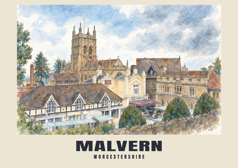 Malvern — Stampa artistica ad acquerello inglese