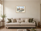 Malvern — English Watercolour Art Print at A2, in a natural wood frame, in a sitting room