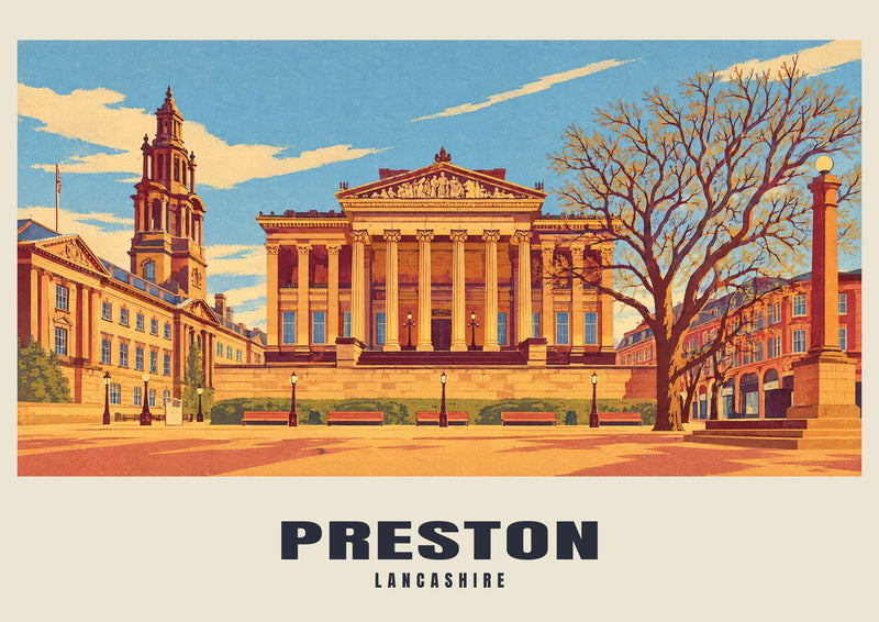 Preston — Lámina artística de ferrocarril retro