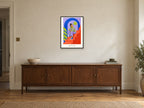 Make Your Mark — Pattern Play Children’s Art Print at A2, in a black frame, above a sideboard