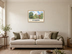 Clitheroe — English Watercolour Art Print at A2, in a natural wood frame, in a sitting room