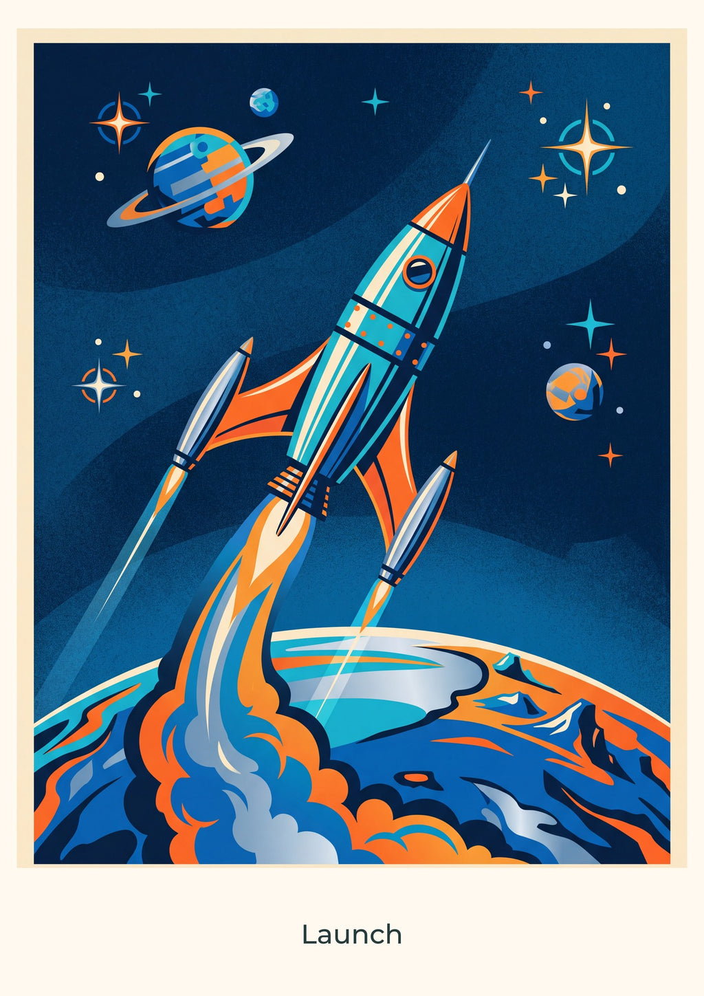 Launch — Cosmic Explorers Children’s Art Print