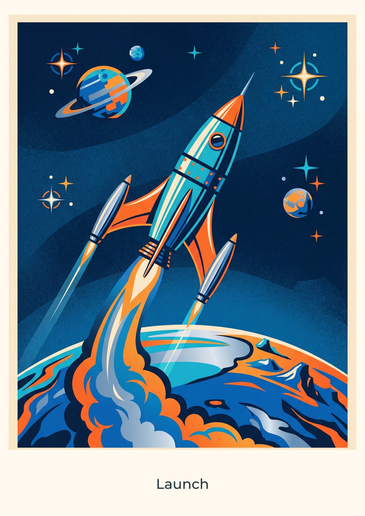 Launch — Cosmic Explorers Children’s Art Print