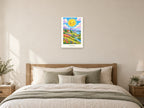 Hello Sunshine — Weather Wonders Children’s Art Print at A2, as a poster, above a bed