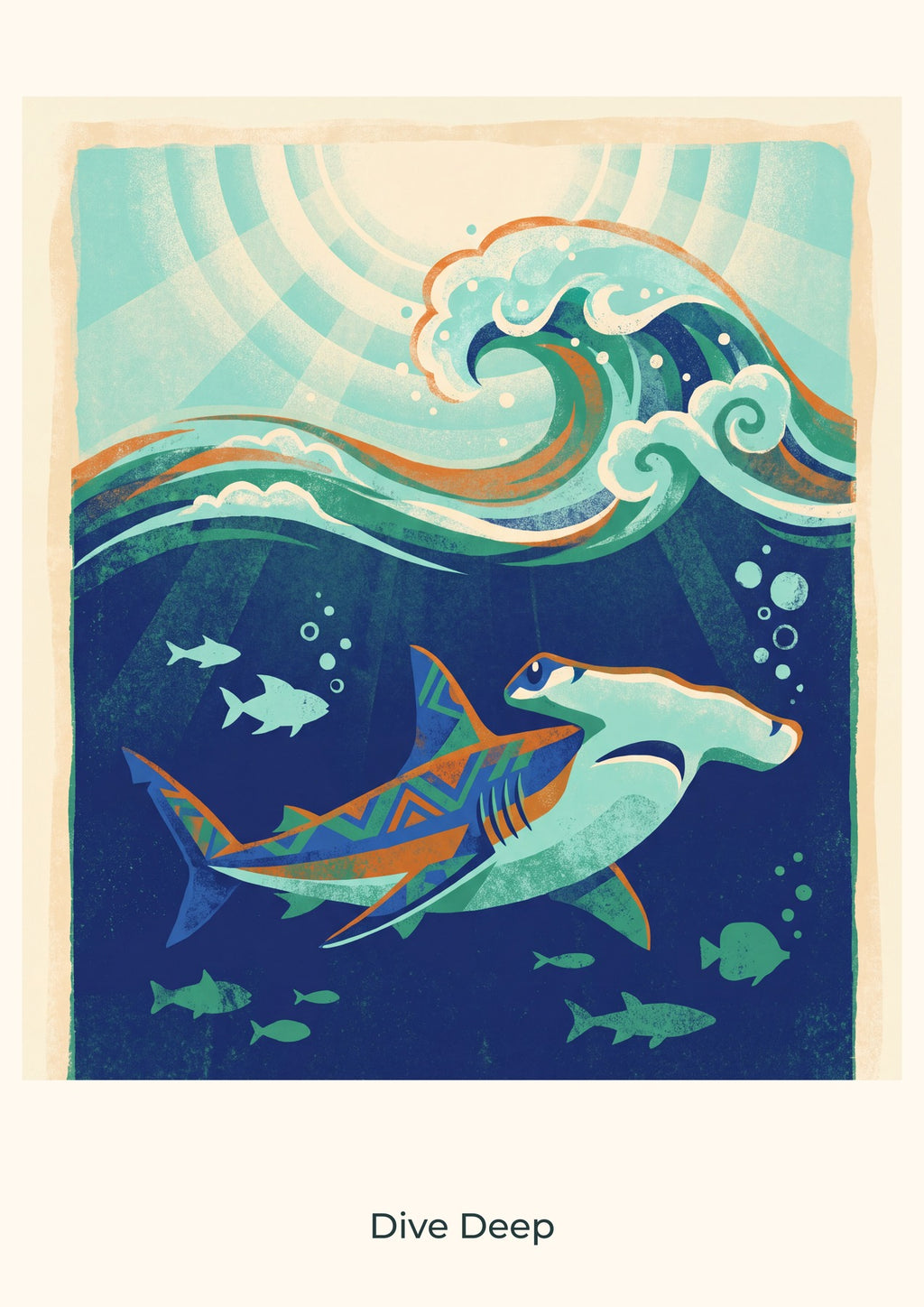 Dive Deep — Deep Blue Discovery Children’s Art Print