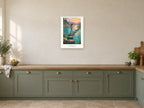 Small Steps Count — Quiet Confidence Children’s Art Print at A2, in a white frame, in a kitchen