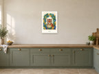 Be Bold — Wild Earth Children’s Art Print at A2, in a white frame, in a kitchen