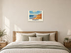 Rhossili — Retro Railway Art Print at A2, as a poster, above a bed