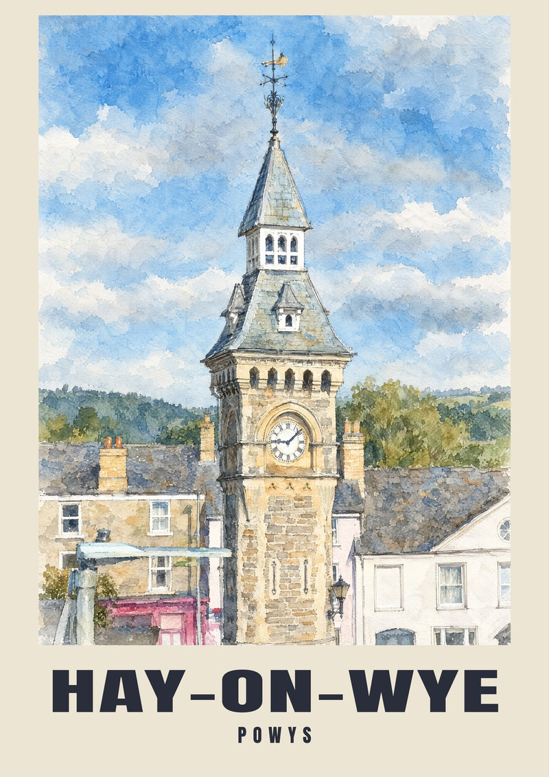 Hay-on-Wye — Engelse aquarel artprint