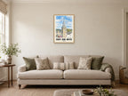 Hay-on-Wye — English Watercolour Art Print at A2, in a natural wood frame, in a sitting room