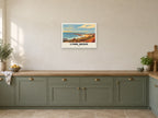 Lyme Regis — Retro Railway Art Print at A2, in a white frame, in a kitchen