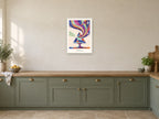 Ask Questions — Science Sparks Children’s Art Print at A2, in a white frame, in a kitchen