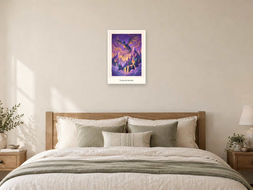 Chase the Wonder — Quest Beyond Children’s Art Print at A2, as a poster, above a bed
