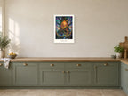 Find Your Story — Quest Beyond Children’s Art Print at A2, in a white frame, in a kitchen