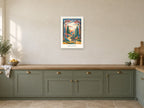 Take Your Own Path — Adventure Atlas Children’s Art Print at A2, in a white frame, in a kitchen