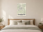 Accrington Street Map Poster at A1, as a poster, above a bed