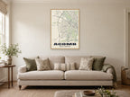 Acomb Street Map Poster at A1, in a natural wood frame, in a sitting room