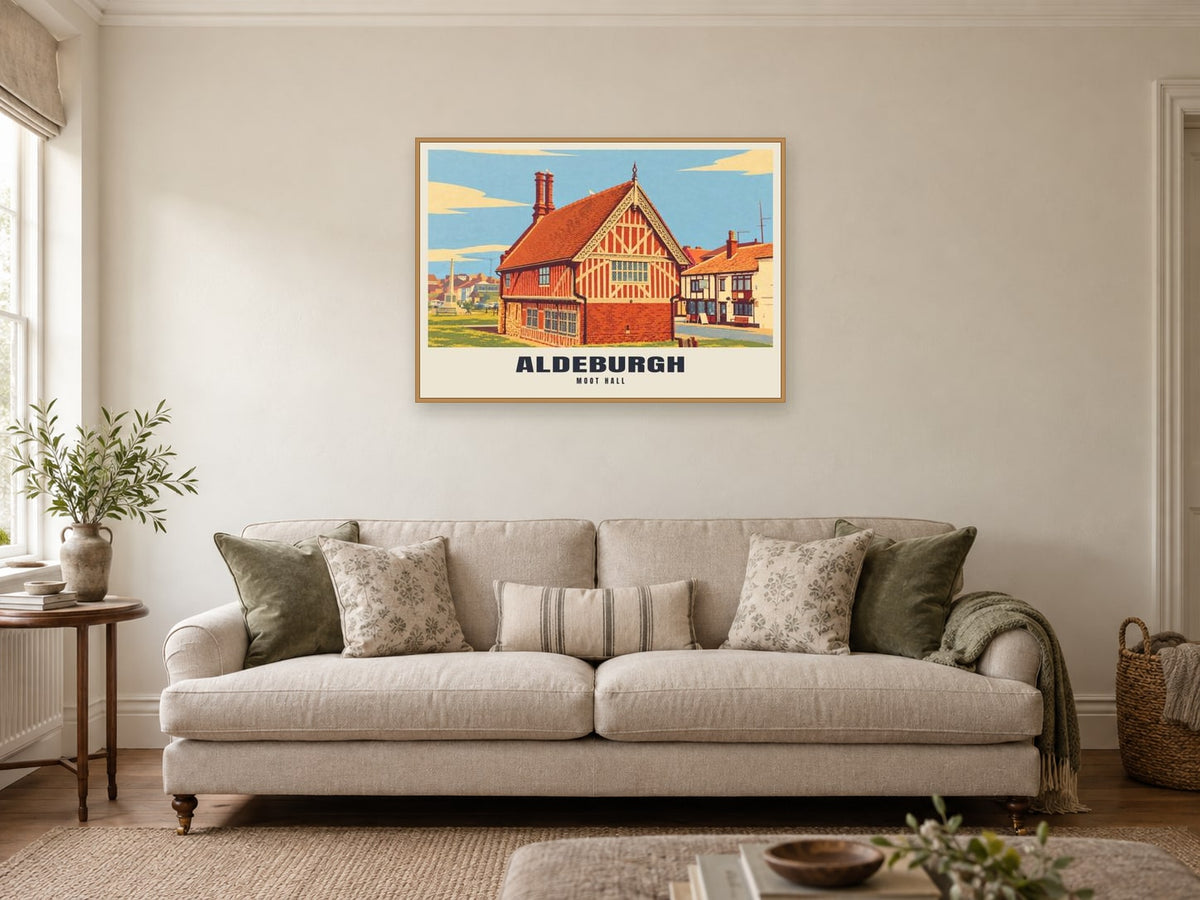 Moot Hall, Aldeburgh Poster at A1, in a natural wood frame, in a sitting room