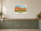 Alnwick Castle Poster at A1, in a white frame, in a kitchen