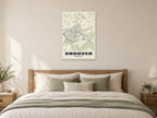 Andover Street Map Poster at A1, as a poster, above a bed