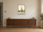 Town Hall, Annan, 1890s Heritage Print at A2, in a black frame, above a sideboard