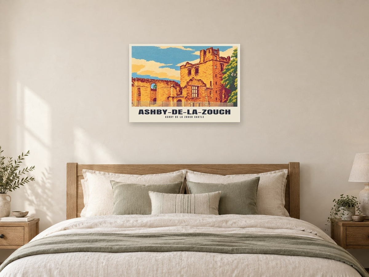 Ashby de la Zouch Castle, Ashby-de-la-Zouch Poster at A1, as a poster, above a bed
