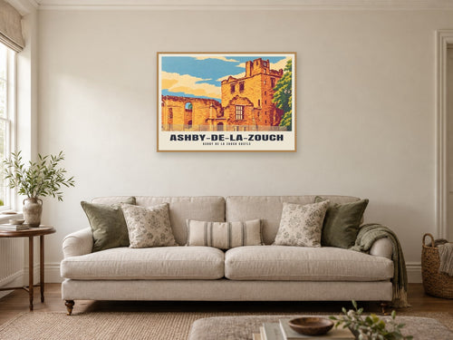 Ashby de la Zouch Castle, Ashby-de-la-Zouch Poster at A1, in a natural wood frame, in a sitting room