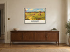The Stone Circle, Avebury Poster at A1, in a black frame, above a sideboard