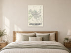 Aylesbury Street Map Poster at A1, as a poster, above a bed