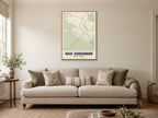 Bad Suderode Street Map Poster at A1, in a natural wood frame, in a sitting room